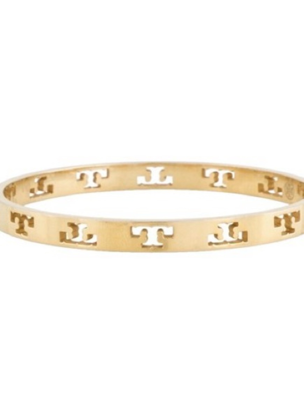 Tory Burch Gold Logo Cutout Slim Bangle Bracelet